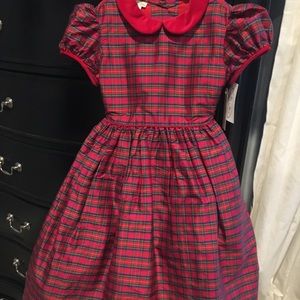 Marco & Lizzy silk dress red and green tartan